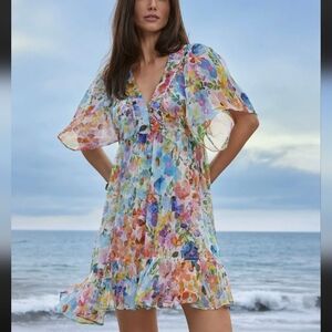 NEW JOHNNY WAS 100% Silk PINK SLIP MARGARITA Mini Dress S SMALL NWOT